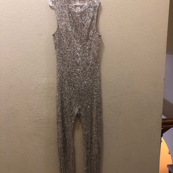 Brighter Than a Star Sequin Jumpsuit - Silver - Picture 2 of 3